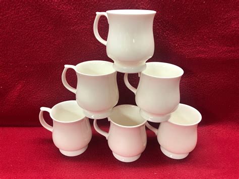 Set of 6 White Bone China Mugs stacking - Etsy UK