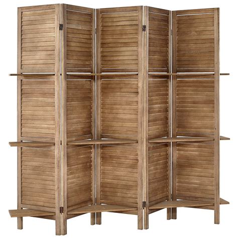 Buy 5.6 Ft Wood Room Divider, 5 Panel Panel Divider&Room Dividers ...