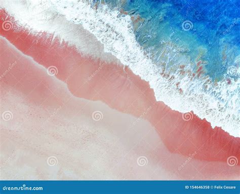 Aerial View of a Sandy Beach in Vivid Colours Stock Photo - Image of space, pink: 154646358