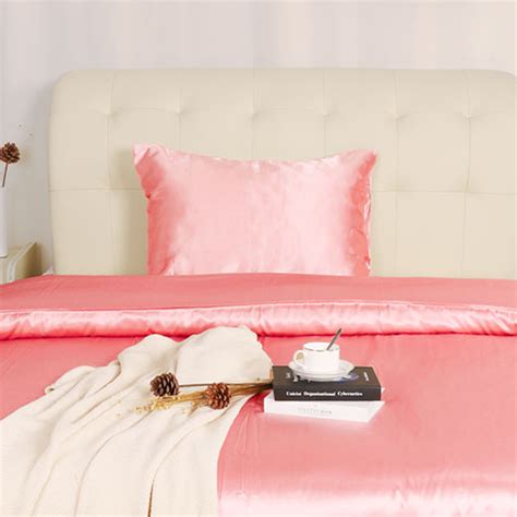 Unique Bargains Silk Satin Bed Quilt/Duvet Cover Pillowcase Set Twin ...