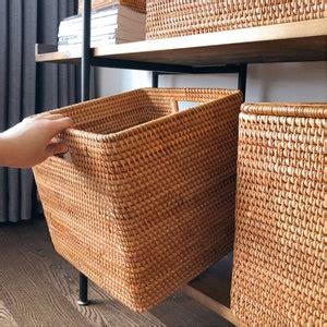 Rattan Weave Square Storage Basket,rattan Storage Basket With Handle,clothes and Toys Storage ...