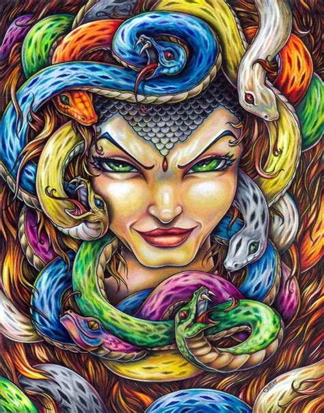 Medusa Greek Mythology Colored Pencil Fine Art Wall Print by - Etsy