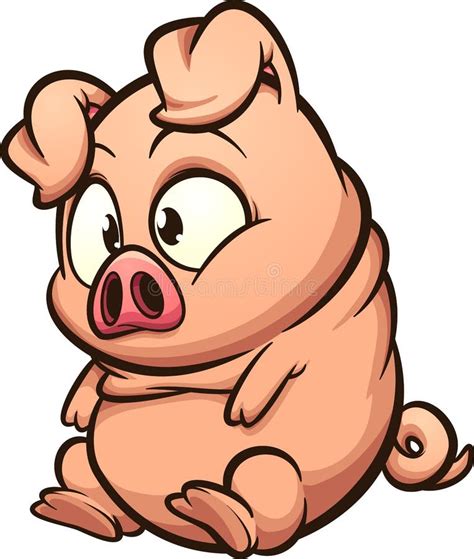 Fat Little Pig Sitting and Looking Cute Stock Vector - Illustration of piglet, looking: 169108289