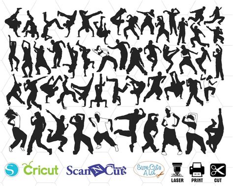 Hip Hop Dancer Pack Silhouette Svg Bundle, Hip Hop Silhouette, Artist ...