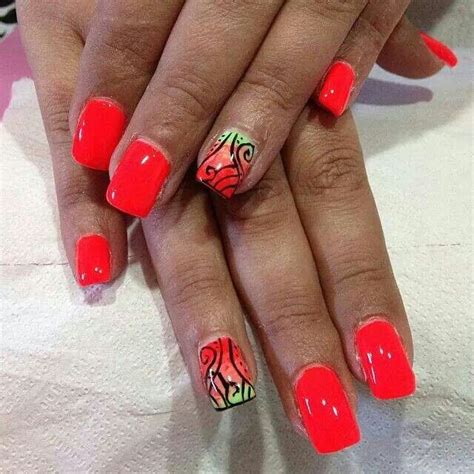 Neon nails red orange | Red nails, Neon nails, Nails