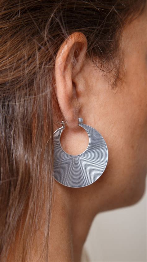 Flat Hoops III Silver Earrings | Etsy