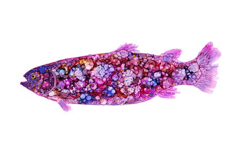 Pink fish art - Stephanie Shephard, alcohol ink art, fishing art ...