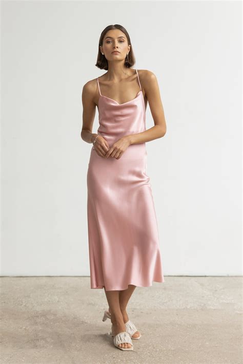 100% Silk Bridesmaid Dress Pink Silk Satin Slip Dress With - Etsy