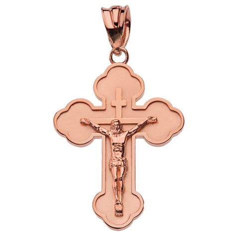 Gold Eastern Orthodox Diamond Cross Pendant