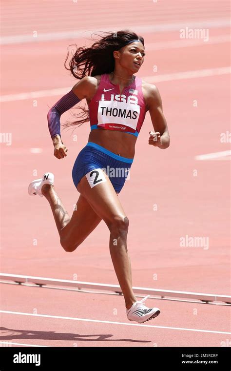 Gabrielle Thomas (USA) competing in the Women's 200 metres at the 2020 (2021) Olympic Summer ...