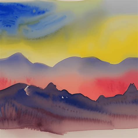 Mountain Sunset Watercolor Graphic · Creative Fabrica