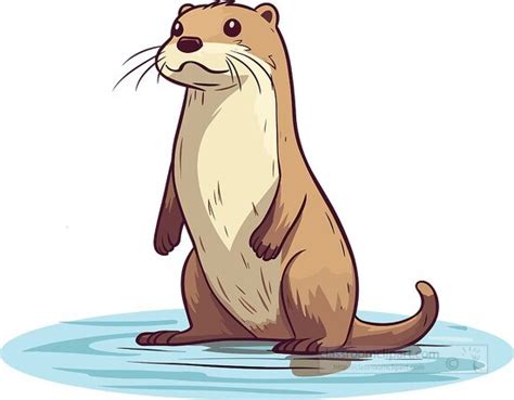 Ocean Mammals Clipart-river otter standing in water clip art