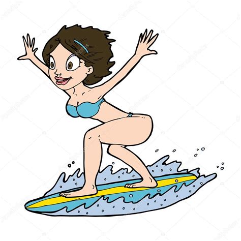 Cartoon surfer girl — Stock Vector © lineartestpilot #44455385