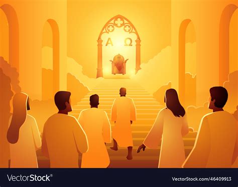 Jesus sits on the throne of heaven welcoming Vector Image