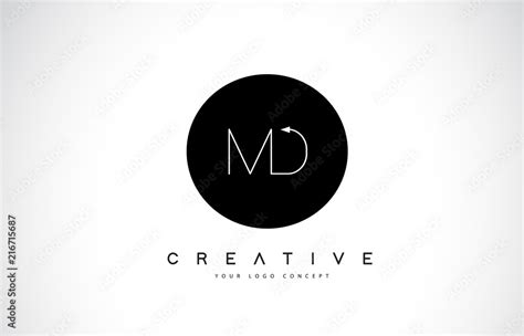 MD M D Logo Design with Black and White Creative Text Letter Vector ...