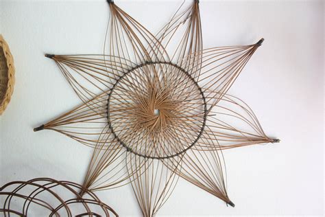 Rattan Wall Art Starburst and Flower