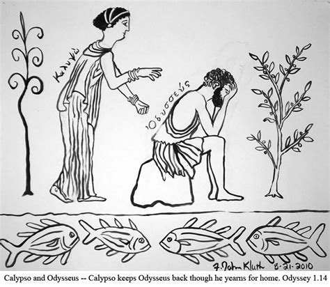 The Odyssey » Book V: Heremes is sent ot Calypso’s Island; Odysseus makes a raft and is carried ...