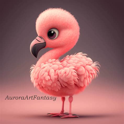 Baby Flamingo Pixar Art Baby Pink Flamingo Digital Art Nursery - Etsy