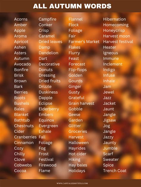 100+ Autumn Words: Vocabulary Words for Fall - Capitalize My Title