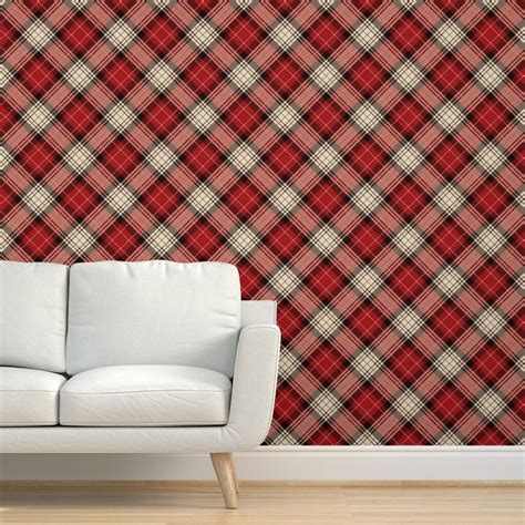 Red Plaid Wallpaper Tartan Red Plaid by Countrylifedesigns - Etsy