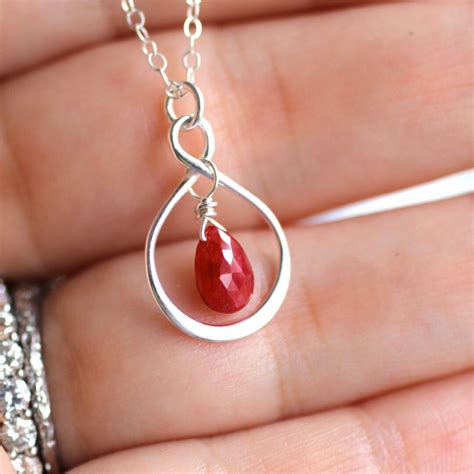 Ruby Necklace, Ruby Birthstone Necklace, Infinity Necklace, July Birthday, July Birthstone ...