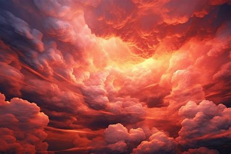 Beautiful sunset sky background. Dramatic sky with glowing clouds. Ai ...