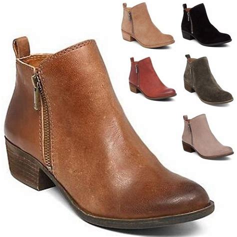 Autumn New Women Ankle Boots Low Heel Shoes Women Fashion Zipper Suede Leather Bootie From ...