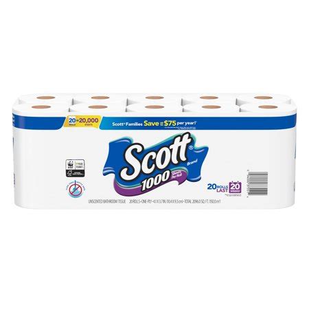 Scott 1000 Toilet Paper, 20 Rolls, 20,000 Sheets - Walmart.com