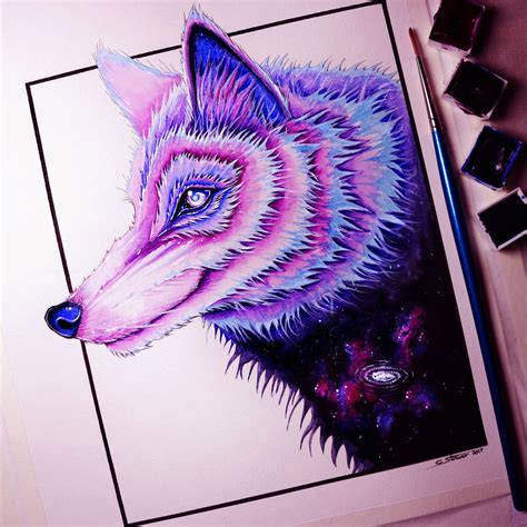 Galaxy Wolf - Painting by LethalChris on DeviantArt