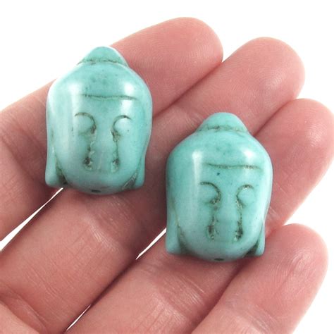 Blue Buddha Head Beads Candy Turquoise Stone Focal Bead 29mm | Etsy