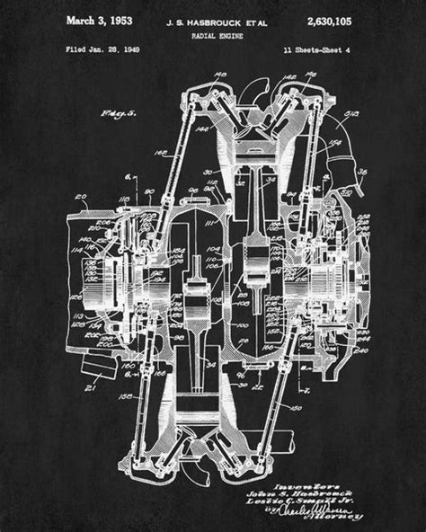 Radial Engine Patent Print Aviation Blueprint Art Poster – GalleryThane