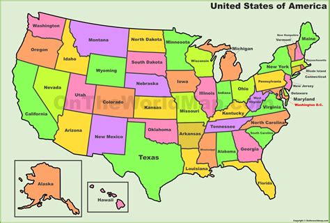 USA States Map | List of U.S. States | U.S. Map - Ontheworldmap.com