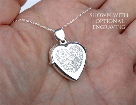 Engraved Locket Necklace With Photosterling Silver Heart - Etsy