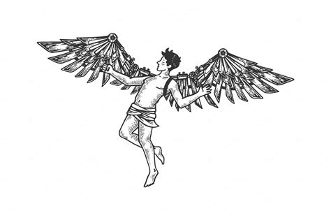 Icarus Greek mythology engraving | Vector Graphics ~ Creative Market