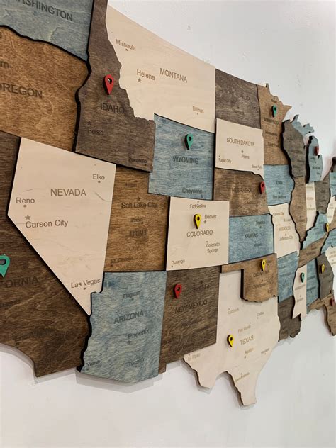 Wooden US Map of United States Wood Wall Art USA Travel Map | Etsy