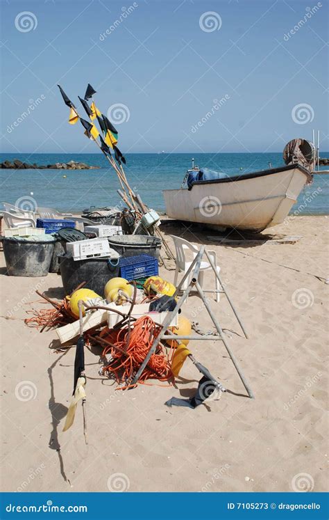 Fishing Boat and Equipment stock image. Image of wood - 7105273