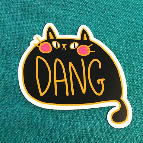 Dang Cat Vinyl Sticker Cute Fat Black Cat Decal Funny | Etsy