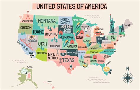 USA map in Cartoon Style 2886439 Vector Art at Vecteezy