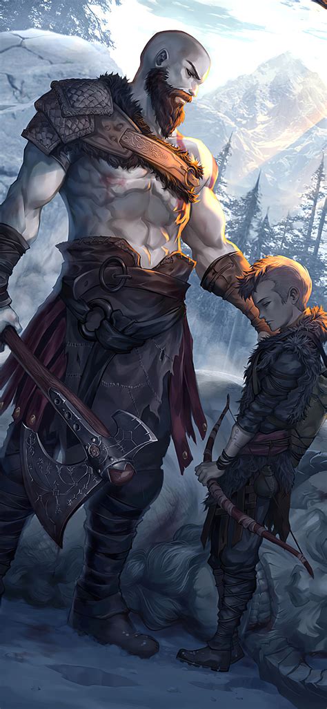 1125x2436 Kratos And Atreus God Of War Art Iphone XS,Iphone 10,Iphone X ...