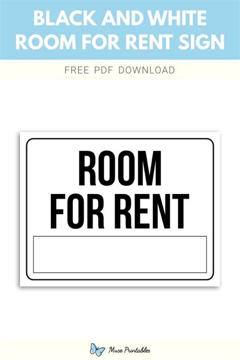 Free printable black and white room for rent sign template in PDF format. Download it at https ...