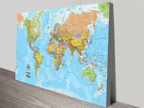 Bespoke World Travel Push Pin World Map Canvas Artwork Sydney