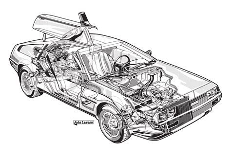 DeLorean DMC-12 Cutaway Drawing in High quality