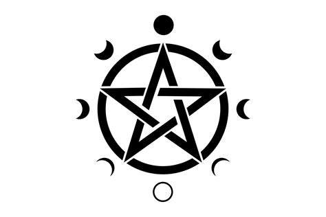 Pentacle circle symbol and Phases of the moon. Wiccan symbol 3045831 ...