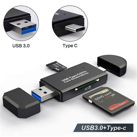 SD Card Reader, Micro SD/TF Compact Flash Card Reader with 3 in 1 USB Type C/Micro USB Male ...