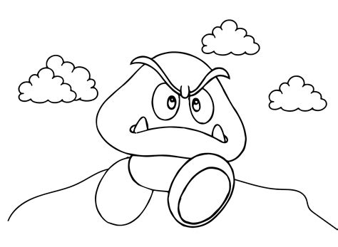 Mario Goomba Coloring Page - Free Printable Coloring Pages