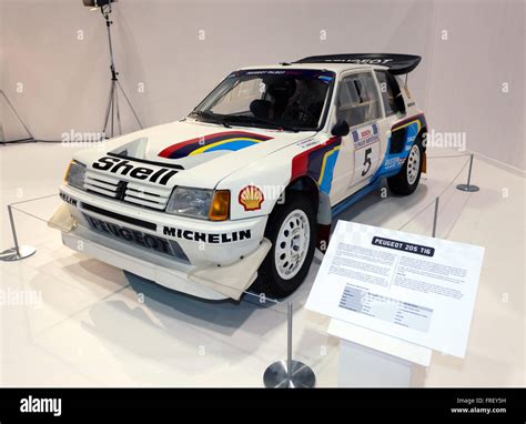 A Peugeot 205 T16 Rally car on display in "The Pinnacle of Rallying ...