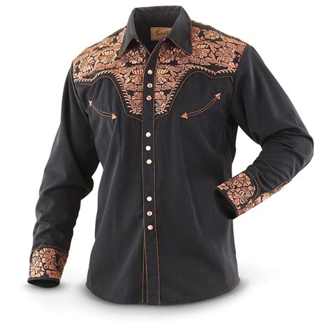 Scully® Embroidered Shirt, Black - 229297, Shirts at Sportsman's Guide