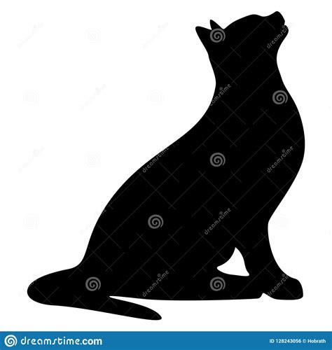 Cat Sitting Obedient Pet Silhouette Vector Illustration Stock Vector - Illustration of black ...