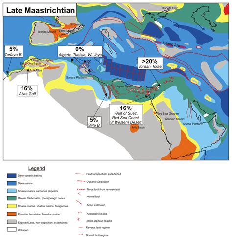 Late Maastrichtian paleogeography of North Gondwana, simplified after... | Download Scientific ...