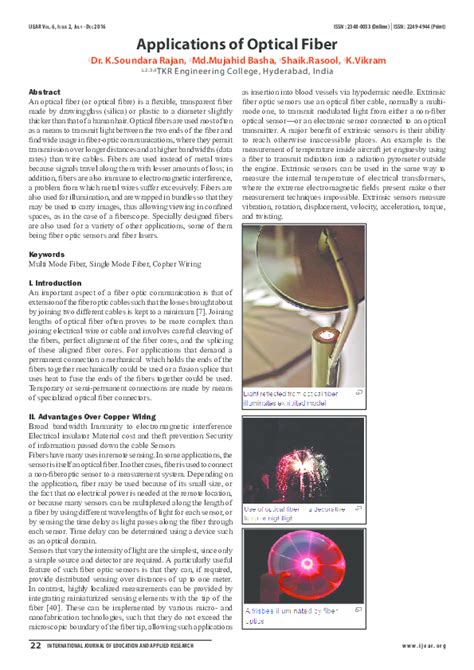 (PDF) Optical Fiber: Key Applications in Communication and Sensing